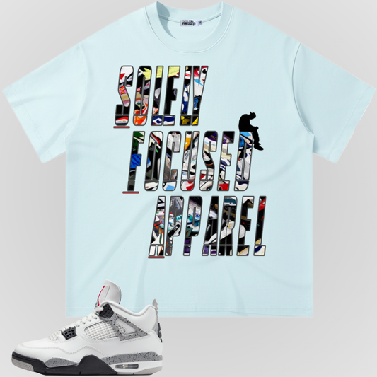 Light blue graphic T-shirt with 'ON THE EDGE' text and figure silhouette