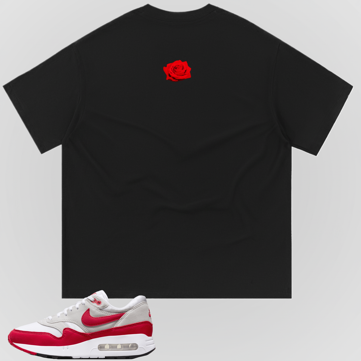 SO FRESH t-shirt in black with small red rose graphic on the back