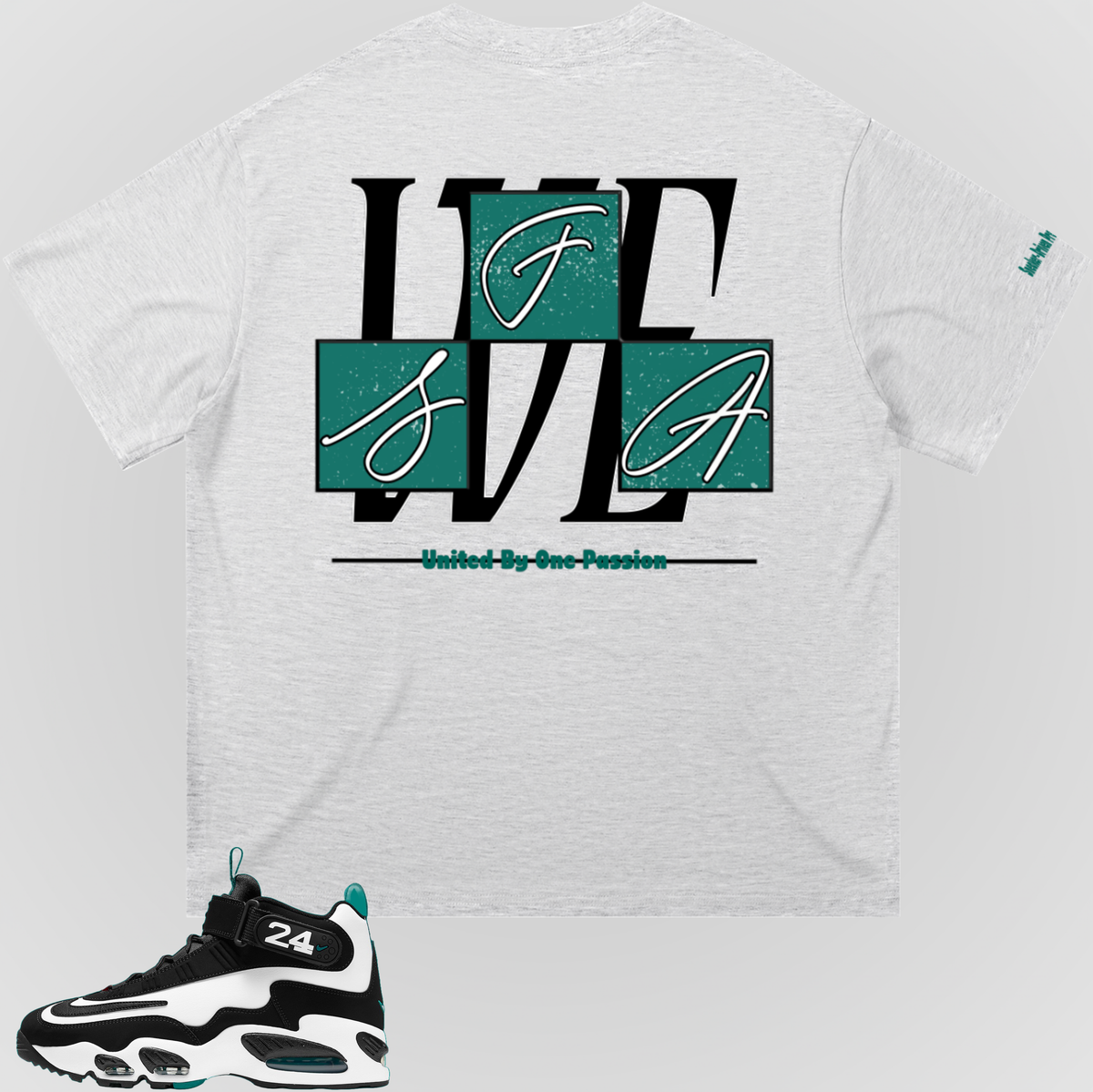 White T-shirt back print with large geometric logo graphic