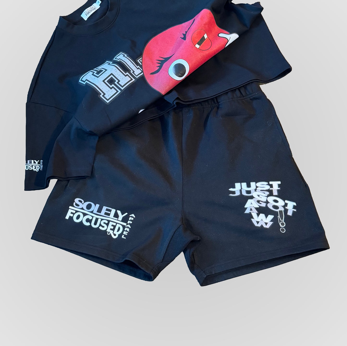 JUST GOT A W! (BLACK) | Heavyweight Cotton Shorts