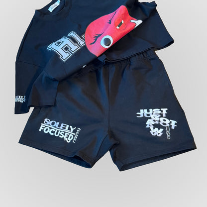 JUST GOT A W! (BLACK) | Heavyweight Cotton Shorts