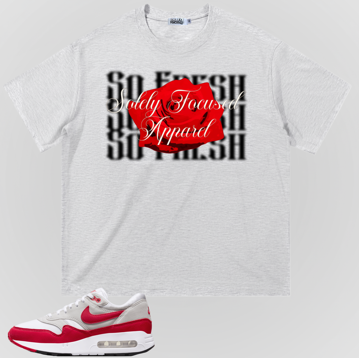 SO FRESH t-shirt in light gray with large front graphic in red and black