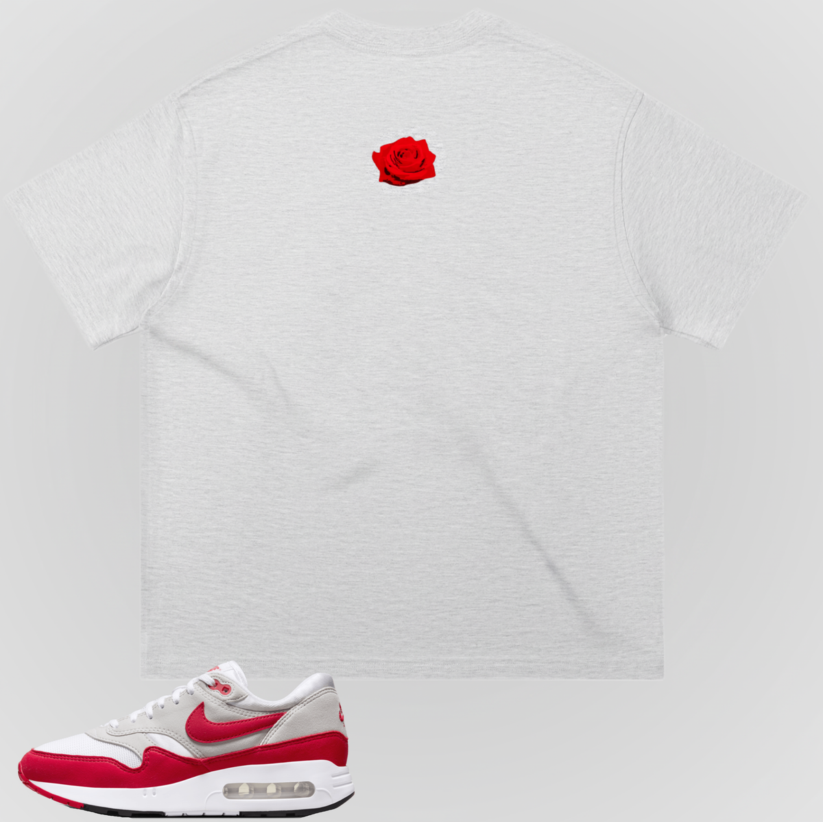SO FRESH t-shirt in light gray with small red rose graphic on the back