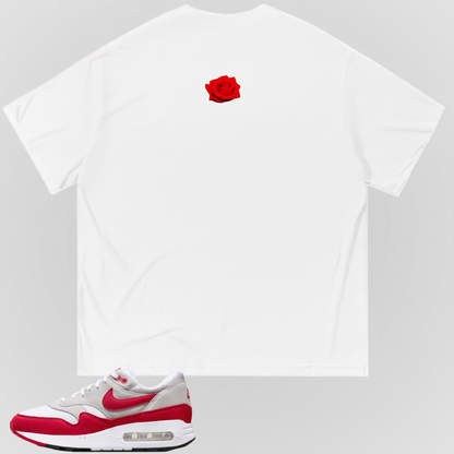 SO FRESH t-shirt in white with small red rose graphic on the back