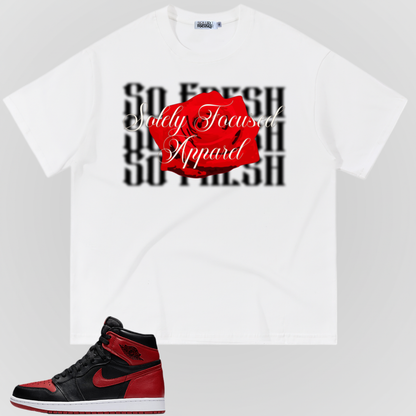 SO FRESH t-shirt in white with large front graphic in red and black