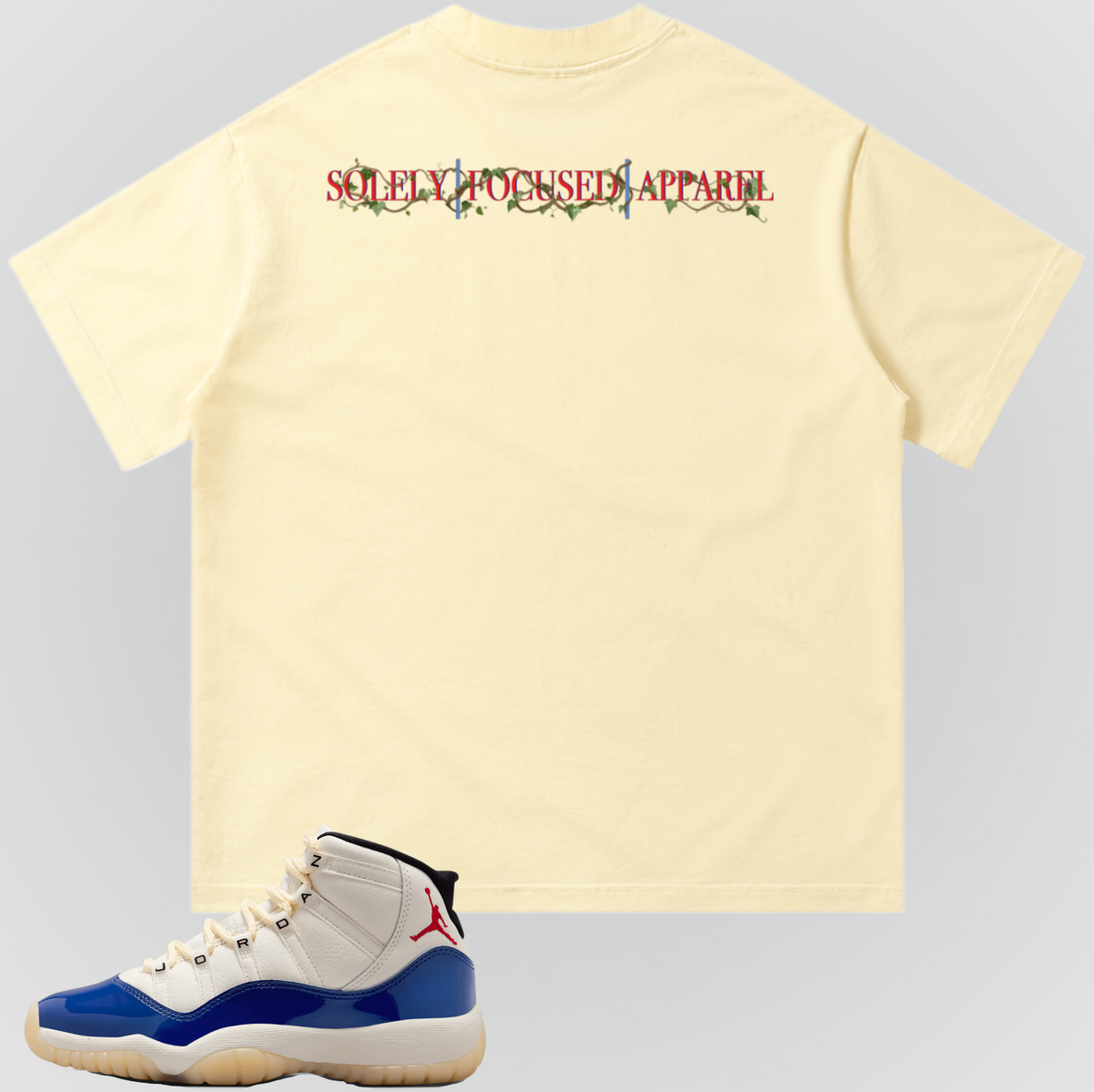 Apricot crewneck T-shirt with centered back logo text
