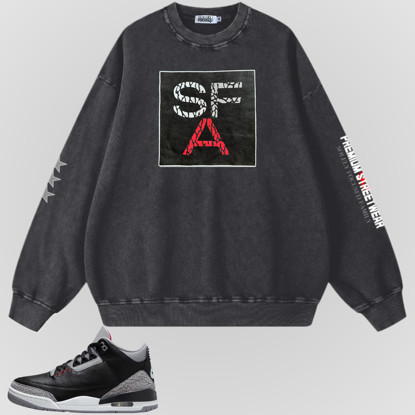 S.F.A BOX LOGO CREWNECK (BLACK CEMENT)