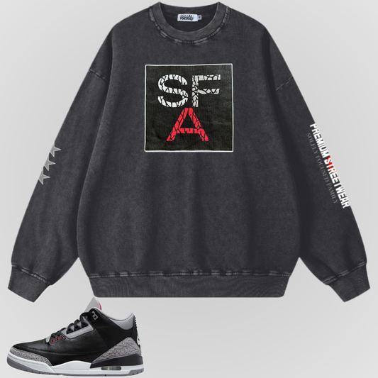 S.F.A BOX LOGO CREWNECK (BLACK CEMENT)