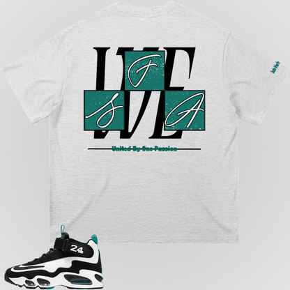 White T-shirt back print with large geometric logo graphic